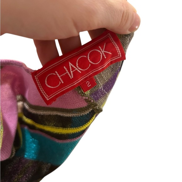 Chacock PARIS France vintage Long Colorful Open Front Sweater Cardigan - Picture 4 of 6